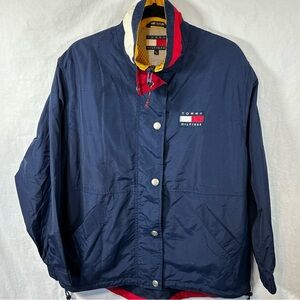 Vintage Tommy Hilfiger Windbreaker Spellout Logo Zip Up Jacket Mens Size Medium